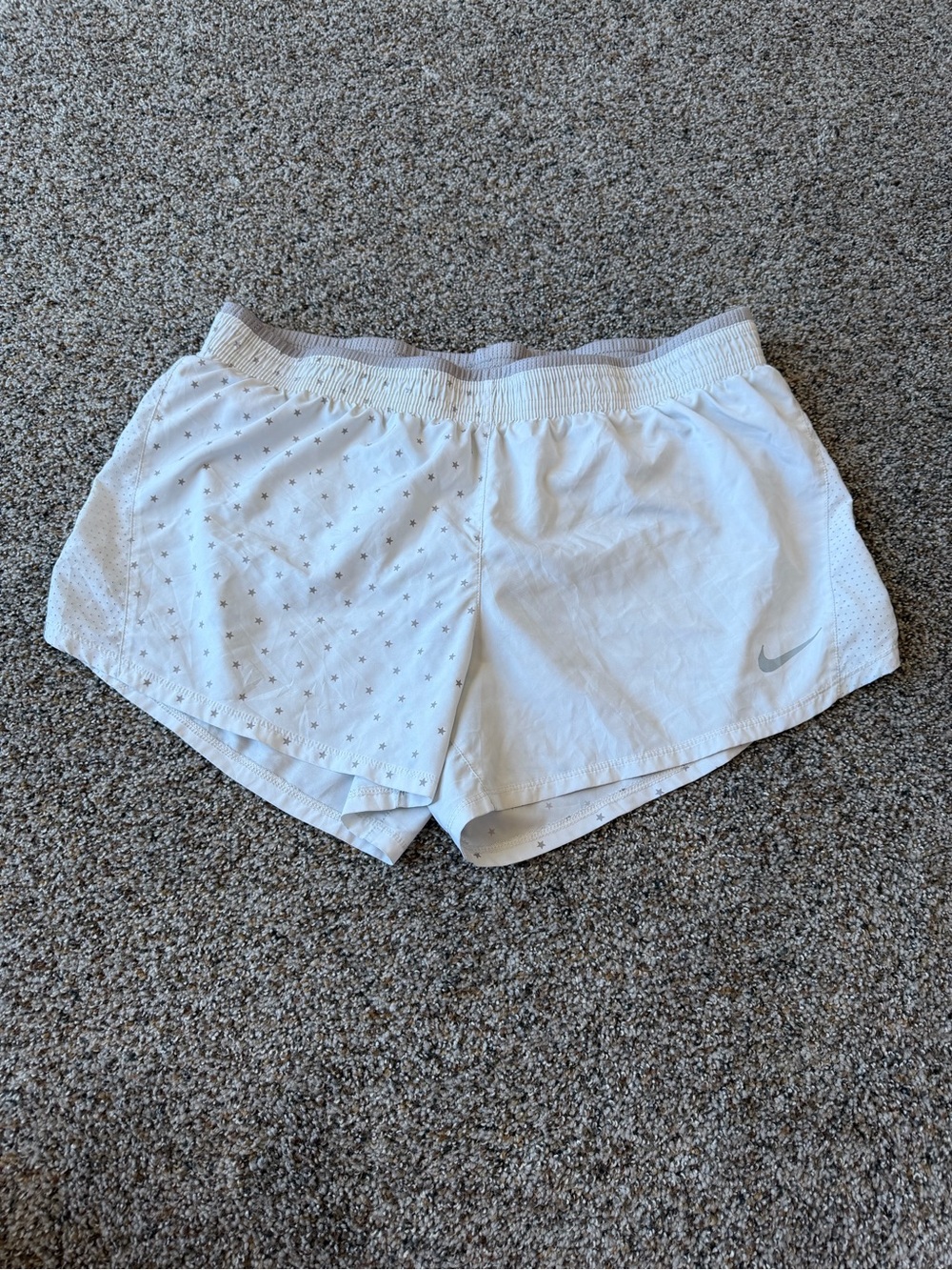 Nike Dri-FIT Tempo Running Shorts Women's XL White Gray Star Print Athletic